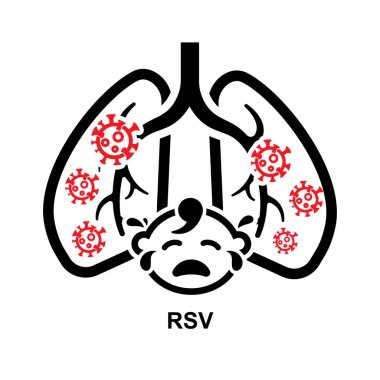 RSV Simgesi. Solunum sinsityal virüs simgesi arkaplan vektör illüstrasyonunda izole edildi.