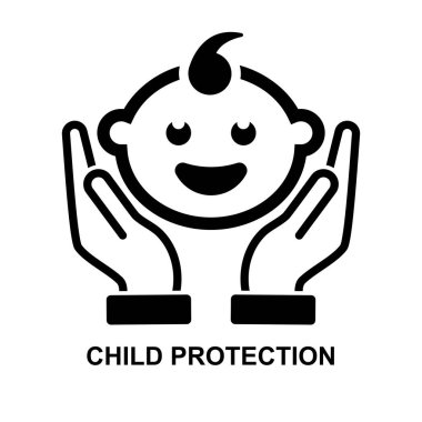 Çocuk koruma simgesi arka plan vektör illüstrasyonunda izole edildi.
