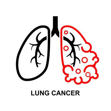 Akciğer kanseri simgesi arka plan vektör illüstrasyonunda izole edildi.