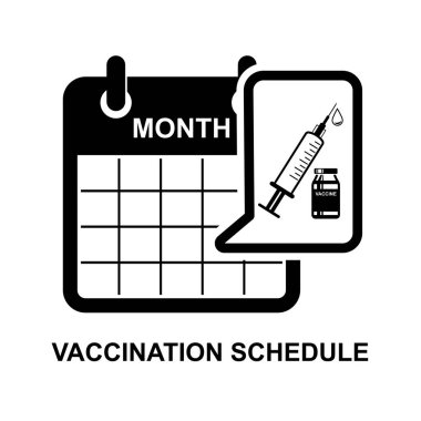 Aşı takvimi simgesi. Tıbbi Şırınga takvim sembolü arka plan vektör illüstrasyonunda izole edildi. Non AI üreticisi