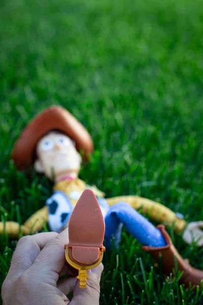 Looking Boot Woody Toy Story Character Doll Toy Who Name — ストック写真