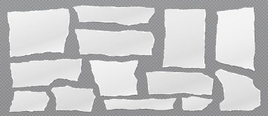 Yumuşak gölgeli yırtık kağıt şeritler koyu gri kare arka planda mesaj, not ve reklam için. Vektör illüstrasyonu.