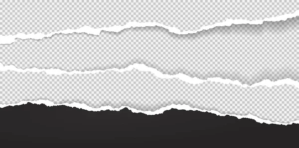 Порванные Разорванные Белые Черные Бумажные Полоски Мягкой Тенью Находятся Квадратном Стоковая Иллюстрация