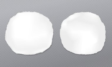 Beyaz yuvarlak yırtık kağıt. Metin veya reklam için yumuşak gölgesi var. Vektör illüstrasyonu.