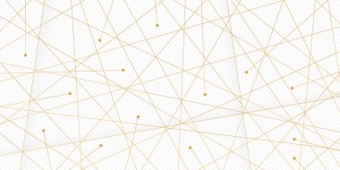 Farklı noktalara sahip soyut altın çizgiler, düğüm noktası, dijital, teknoloji arka planı, iş sunumu için beyaz arkaplan. Vektör illüstrasyonu