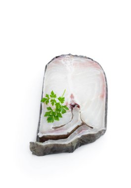 Atlantic  wolffish steak isolated on white background 