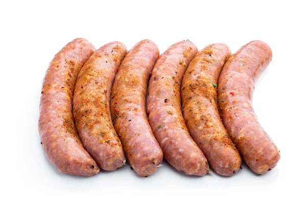 Set Pork Spicy Sausages Isolated White Background — Foto Stock