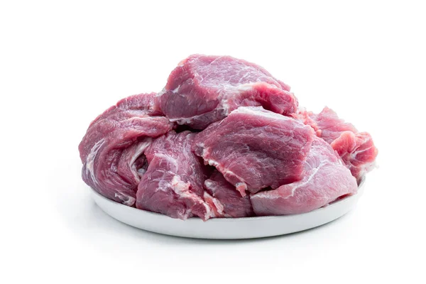 Свинина Ломтики Мяса Изолированы Белом Фоне — стоковое фото