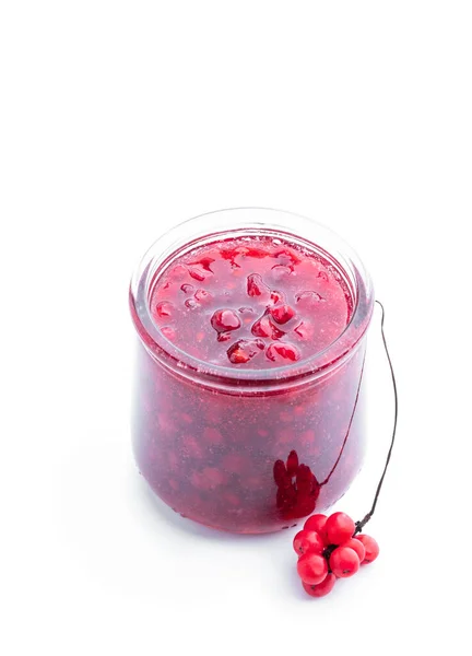 stock image Schisandra  jam in glass jar isolated on white 