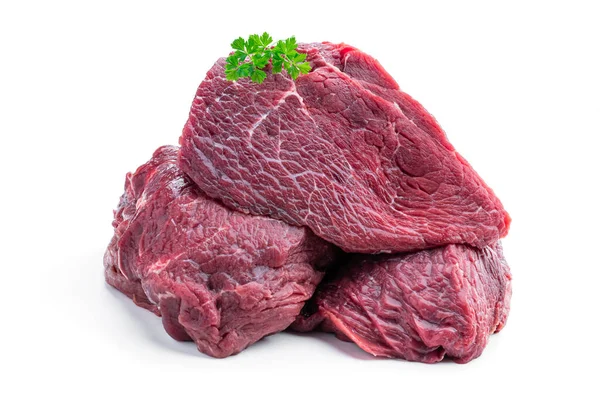 Rood Rundvlees Geïsoleerd Witte Achtergrond — Stockfoto