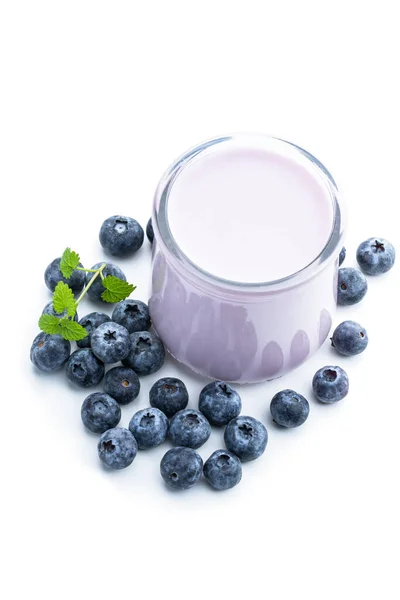Yogur Fresco Natural Casero Bebida Orgánica Con Arándano Frasco Cristal —  Fotos de Stock