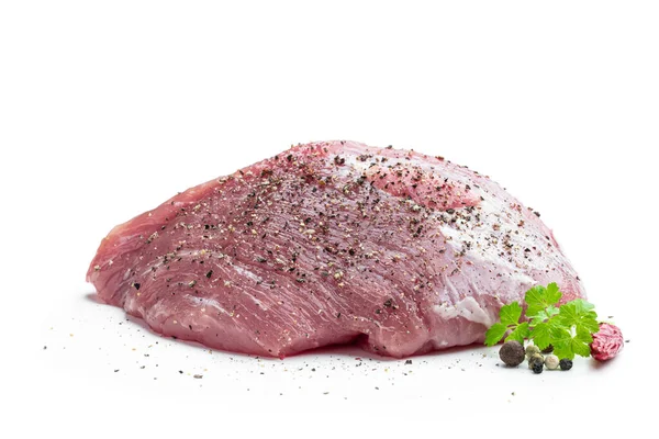 Fresh Pork Meat Spices Isolated White Background — Stock Photo, Image