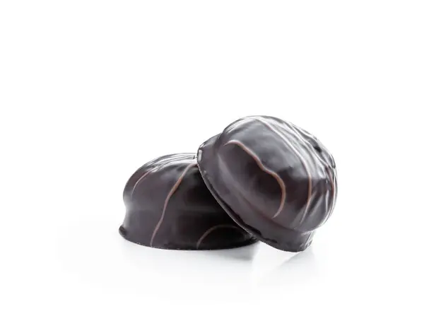 Chocoladekoekje Met Zachte Soufflé Geïsoleerd Wit — Stockfoto