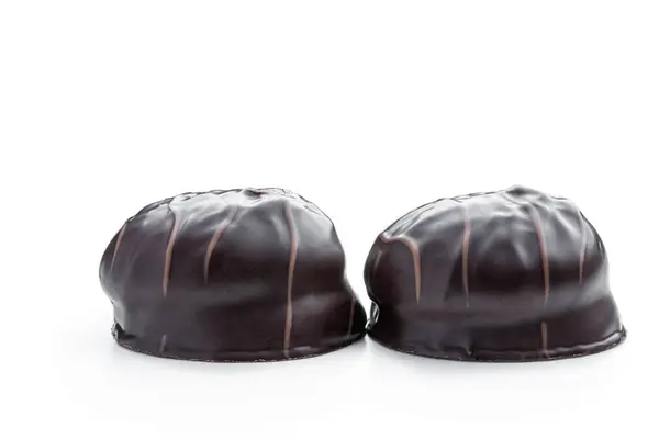 Çikolata Kaplı Kurabiye Yumuşak Sufle Ile Bembeyaz Stok Fotoğraf