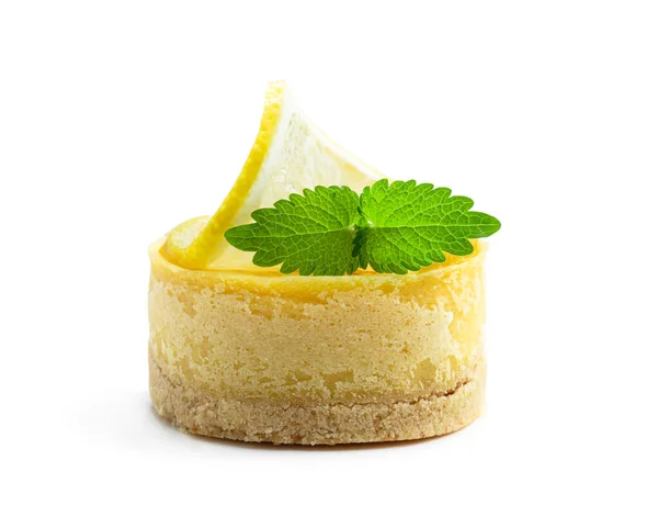 Mini Cheesecake Limone Isolato Bianco Foto Stock Royalty Free