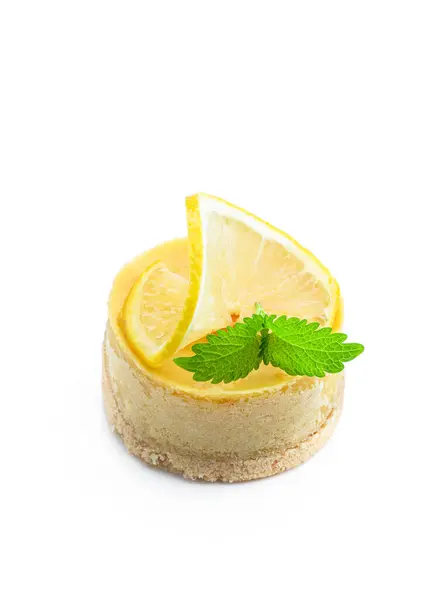Mini Limonlu Cheesecake Beyaz Üzerine Izole Edilmiş Stok Resim