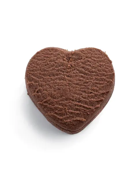 Μπισκότα Σοκολάτας Βουτύρου Σχήμα Καρδιάς Που Απομονώνονται Λευκό Φωτογραφία Αρχείου