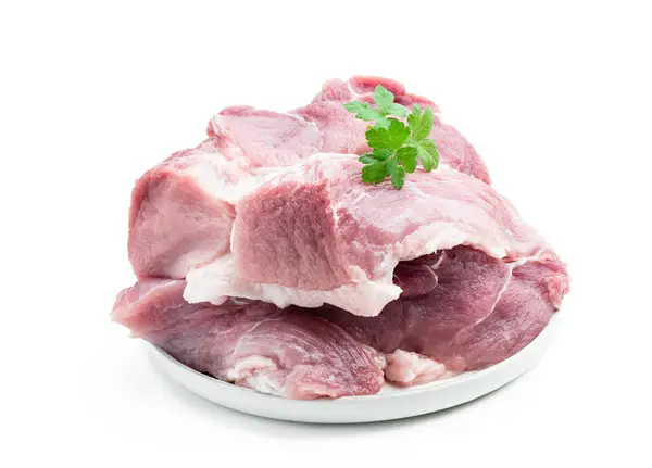 Свинина Ломтики Мяса Изолированы Белом Фоне Лицензионные Стоковые Изображения