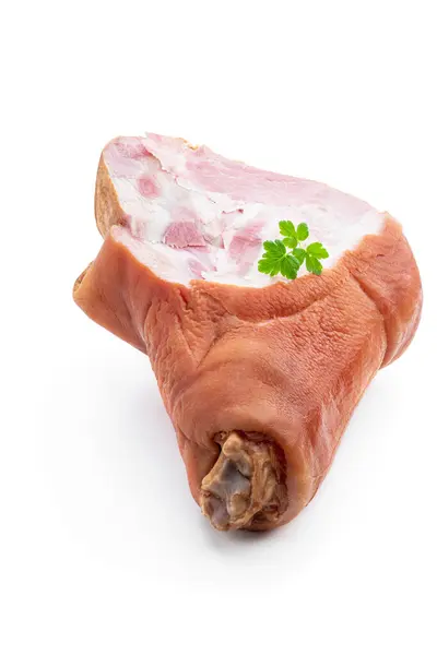 Gekochte Und Geräucherte Schweinshaxe Isoliert Auf Weiß Stockfoto