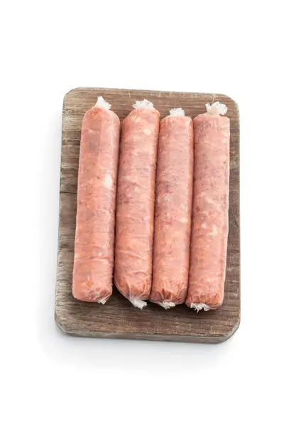 Raw Pork Sausages Isolated White Background Stock Image