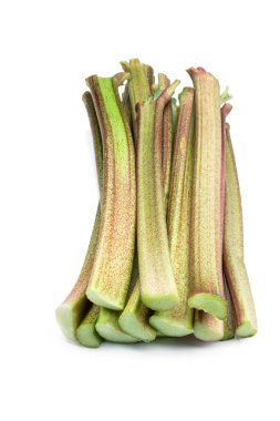 Taze yeşil ravent sapı beyaza izole edilmiş. 