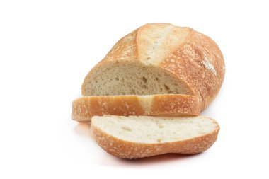 Beyaz bir arka plan üzerinde izole Ciabatta ekmeği 