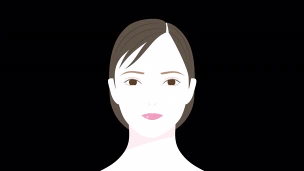 高齢女性のためのヘアスタイル 薄毛からボリュームのある髪への変化 イラストレーション動画 — ストック動画