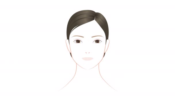 一个女人的脸一个插图视频 从一张光秃秃的脸变成了一张化着妆的脸 — 图库视频影像