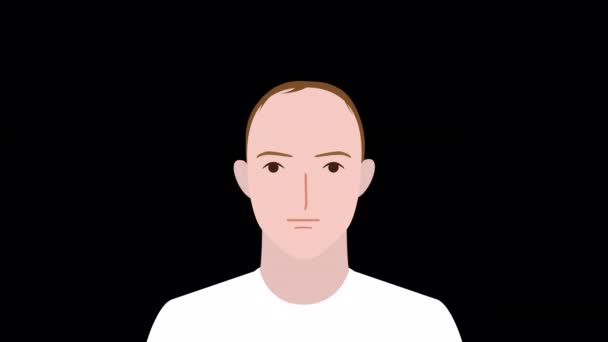 Tvář Muže Narůstajícími Vlasy Ilustrační Video — Stock video