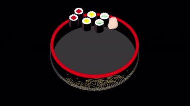 Japon nigiri suşisi suşi küvetine atlıyor.