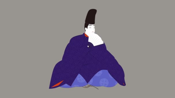 日本の貴族の古典衣装 夏の男 平安時代のイメージ イラストレーション動画 — ストック動画
