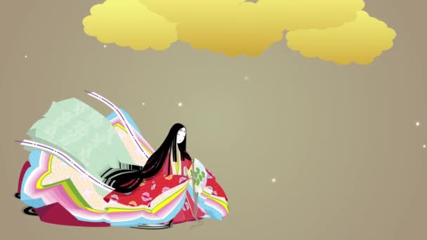Japanischer Klassiker Tracht Ein Zwölfschichtiger Kimono Eine Aristokratische Frau Blattgold — Stockvideo