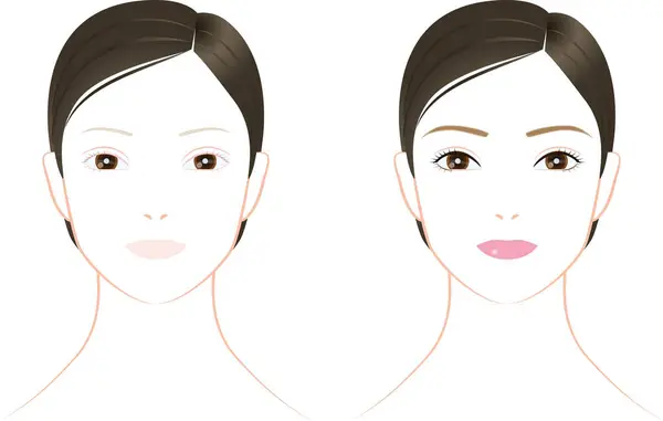 Kadın Yüzü Çıplak Bir Yüz Makyajlı Bir Yüz Vektör Illüstrasyonu — Stok Vektör