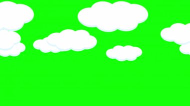 Basit bulutların bir döngüde aktığını gösteren yeşil arkaplan illüstrasyon videosu