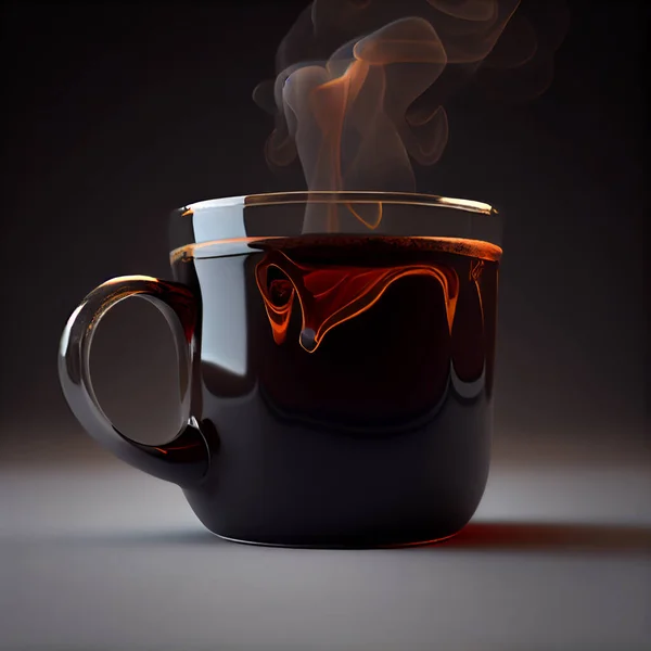 Transparent cup of coffee hot