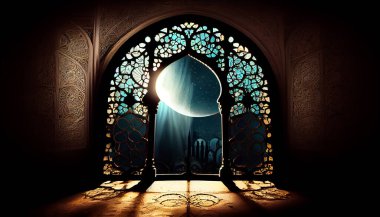 Pers tarzı kapı ve ay konsepti