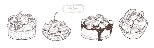 甜馅饼 覆盆子 樱桃和巧克力 — 图库照片