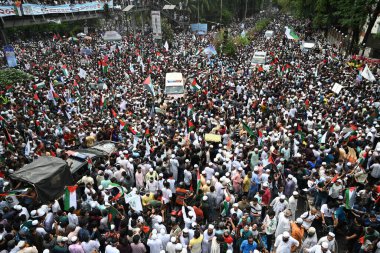 Dhaka, Bangladeş 'teki Filistinlilerle dayanışmayı ifade etmek amacıyla 12 Nisan 202' de düzenlenen 
