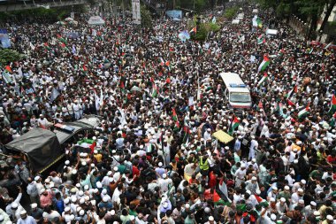 Dhaka, Bangladeş 'teki Filistinlilerle dayanışmayı ifade etmek amacıyla 12 Nisan 202' de düzenlenen 