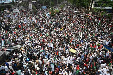 Dhaka, Bangladeş 'teki Filistinlilerle dayanışmayı ifade etmek amacıyla 12 Nisan 202' de düzenlenen 