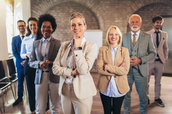 Group Business People Businesswoman Leader Foreground — Stock Photo, Image