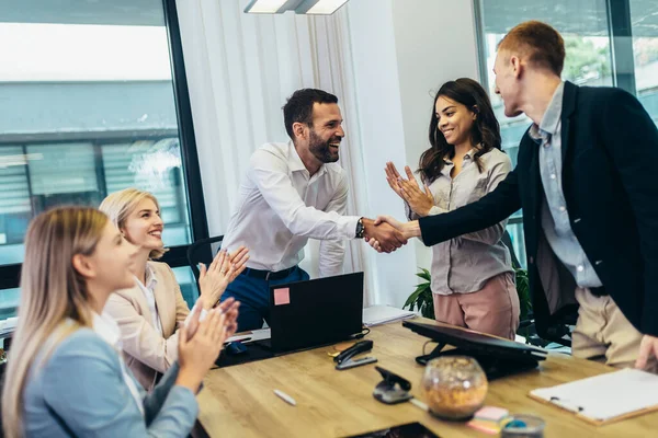 Business People Shaking Hands Office Group Business Persons Business Meeting — Stockfoto