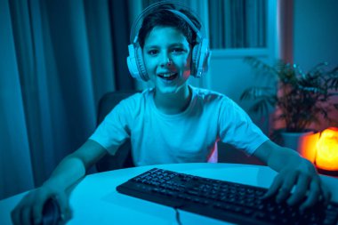 Çocuk Kişisel Bilgisayarında Online Video Oyunu Oynuyor.