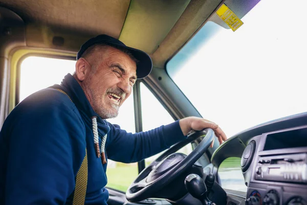 Professional Driver Driving Truck Road — Stock Photo, Image