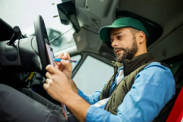 Truck Driver Feeling Tired Ride — Stock Photo, Image