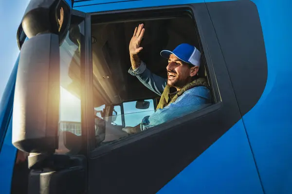 Young Handsome Man Working Towing Service Driving His Truck — Stock Photo, Image