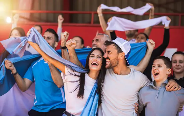 Football Soccer Fans Cheering Team Stadium Match — Stock Photo, Image