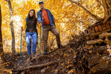 Genç evli çift ormanda romantik bir yürüyüşe çıkar..