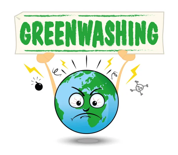 Ilustrace Země Plakátem Kde Píše Greenwashing Metafora Falešného Marketingu Některých Stock Vektory