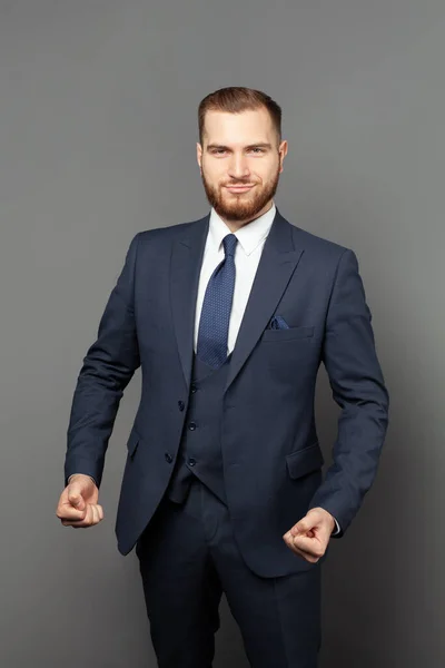 Handsome Happy Businessman Wearing Suit — Stock Photo, Image